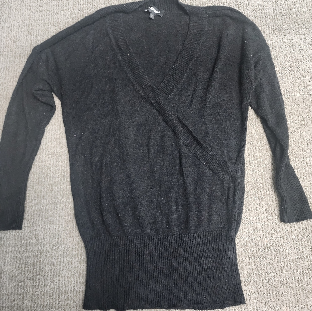 Express Women's Black Tunic Sweater Small